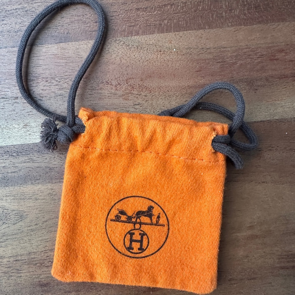Hermés Orange Drawstring Pouch with Logo